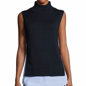 Michael Kors Sleeveless Mock-Neck Striped Sweater